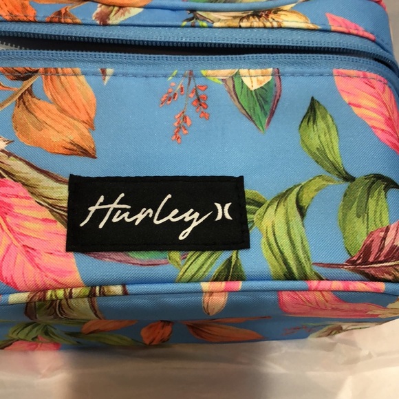 Hurley blue floral tropical island print makeup cosmetics bag case new - Picture 7 of 12